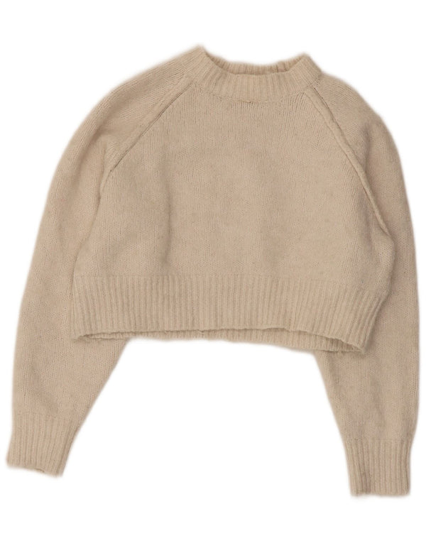 Maglione corto con scollo a barca oversize da donna Zara UK 10 piccolo Beige