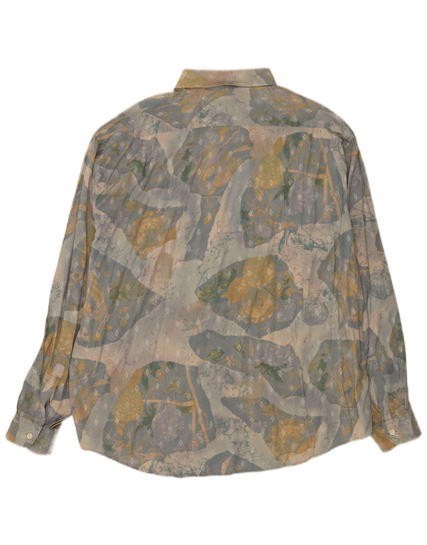 Camicia vintage da uomo vestibilità regolare XL in viscosa geometrica multicolore