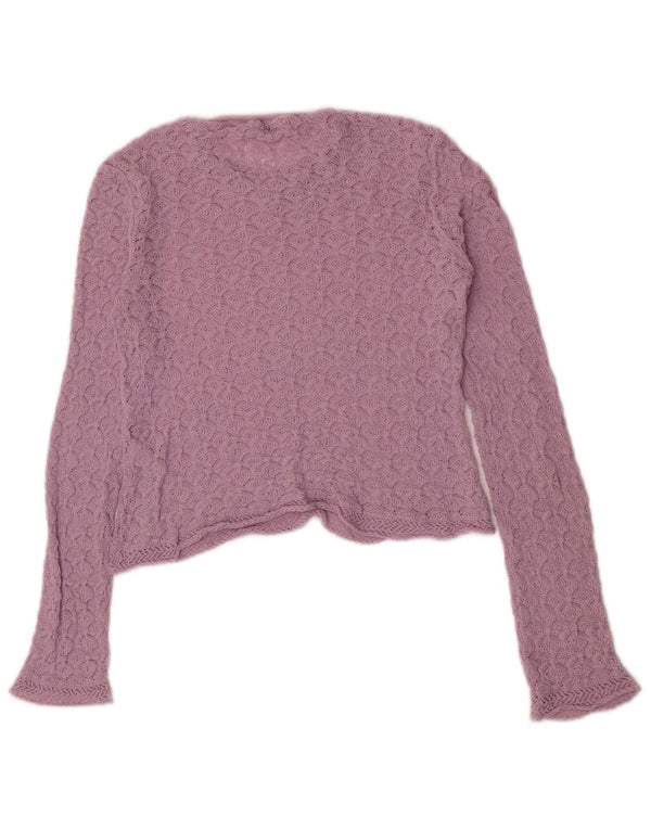 Top corto da donna Zara a maniche lunghe UK 10 piccolo viola in poliammide