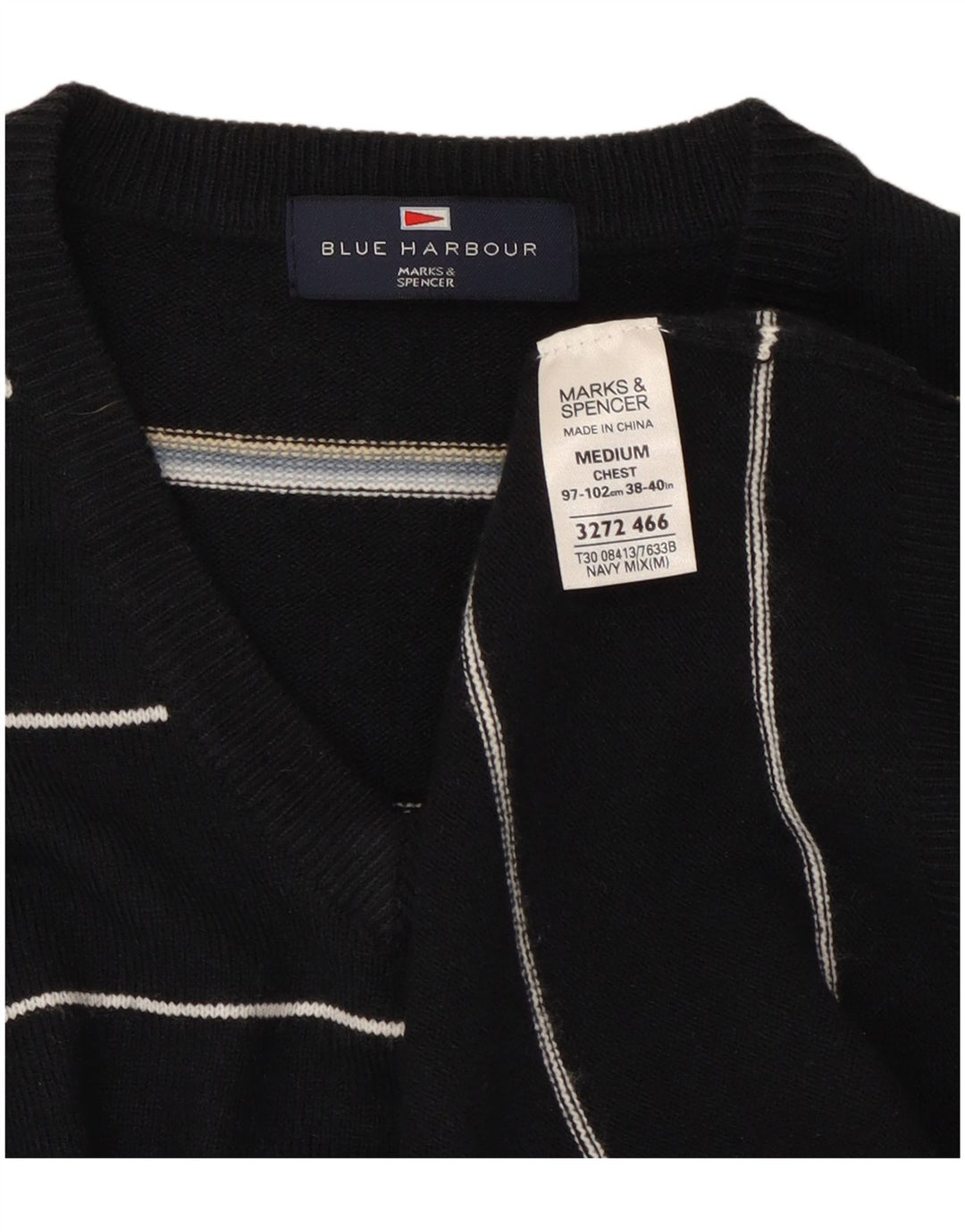 Maglione da uomo con scollo a V blu Harbour Marks & Spencer blu navy medio