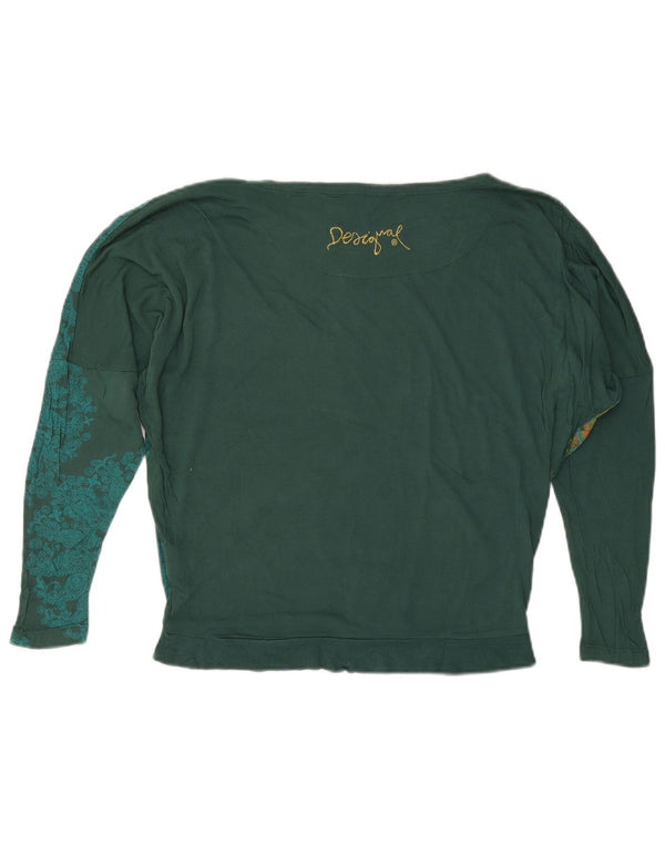 Desigual Donna Camicetta Oversize con Maniche a 3/4 Top UK 10 Piccolo Verde Floreale
