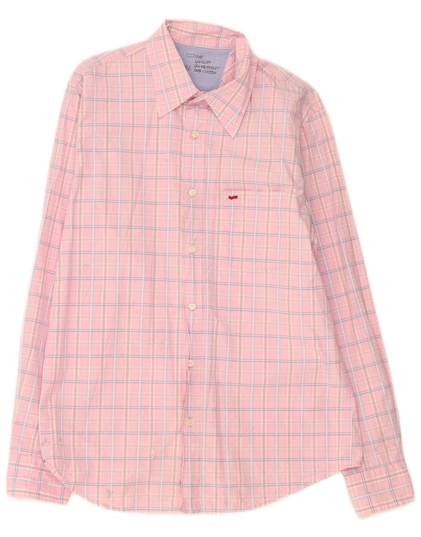 Camicia da uomo Gas Large in cotone a quadri rosa