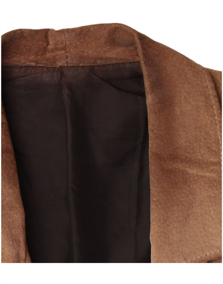 Giacca vintage in pelle scamosciata da donna UK 14 Marrone medio