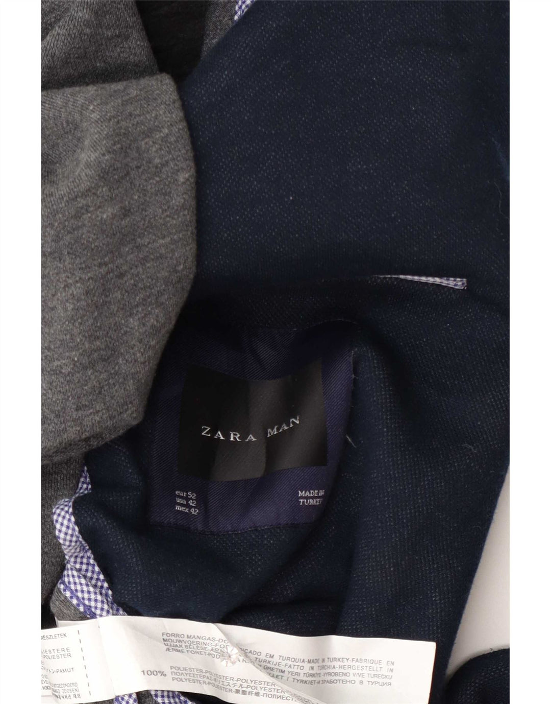 Giacca blazer da uomo a 2 bottoni Zara EU 52 grande poliestere blu navy
