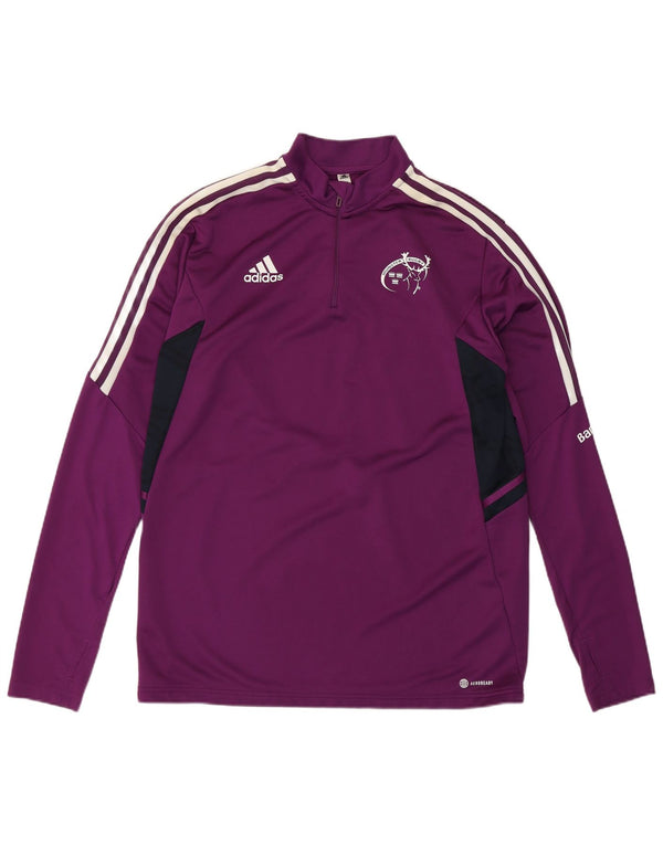 Adidas Uomo Munster Rugby Tuta Pullover Top Large Viola Colorblock