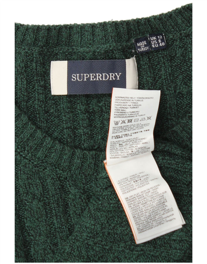Maglione maglione girocollo da donna Superdry UK 12 Acrilico verde medio