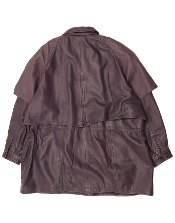 Cappotto in pelle vintage da donna UK 20 2XL Viola