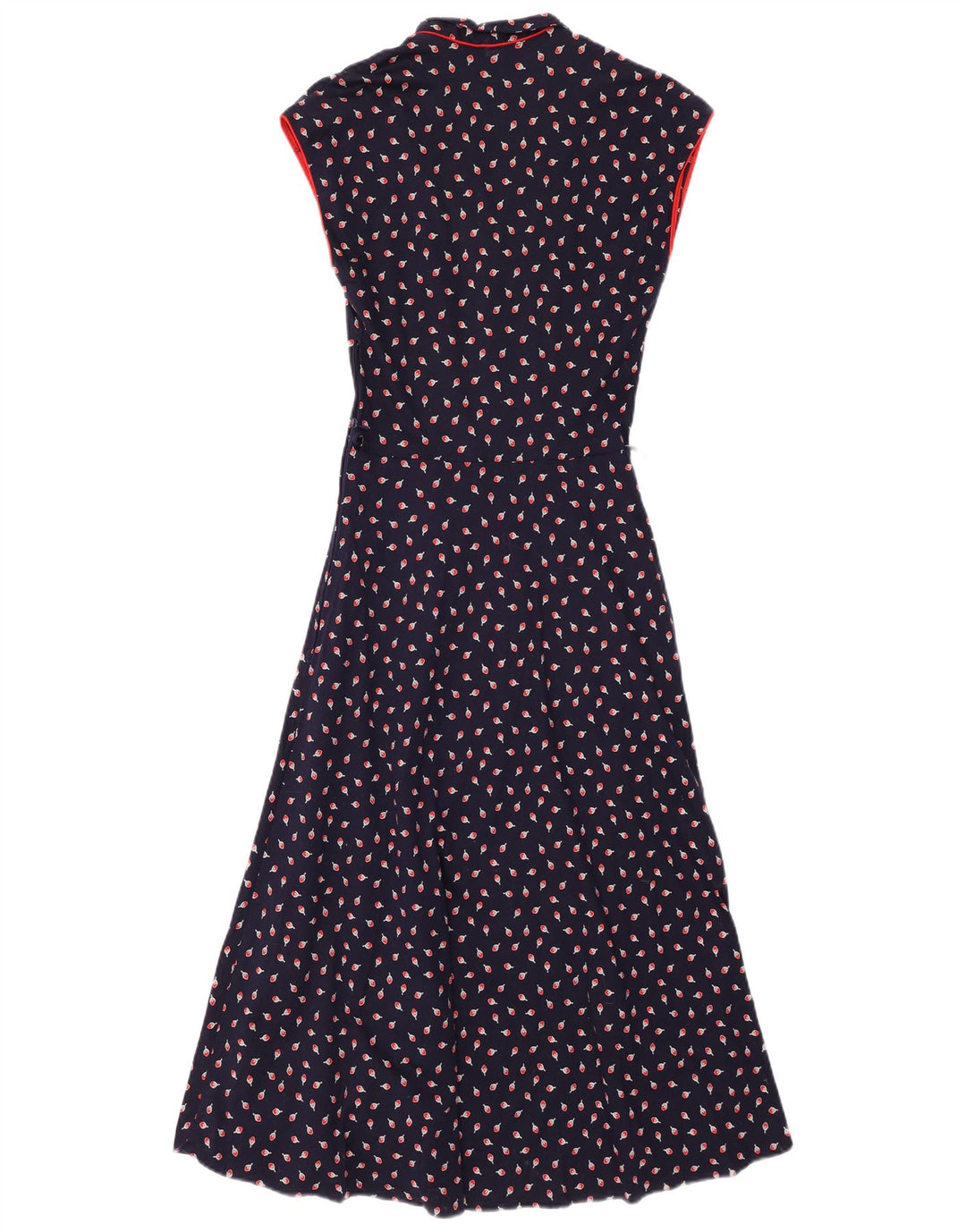 Abito lungo senza maniche da donna VINTAGE IT 38 XS cotone floreale blu navy