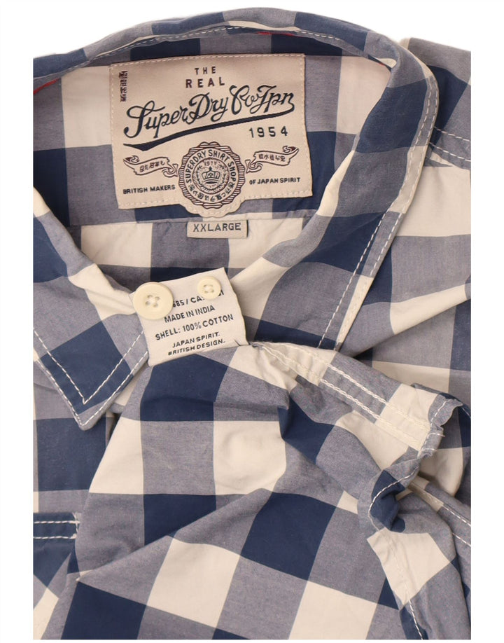 Camicia da uomo Superdry 2XL in cotone a quadretti blu