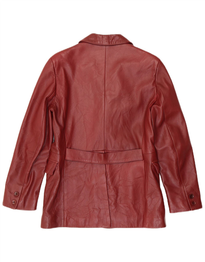 Giacca blazer in pelle da donna a 3 bottoni Forester IT 46 grande in pelle bordeaux