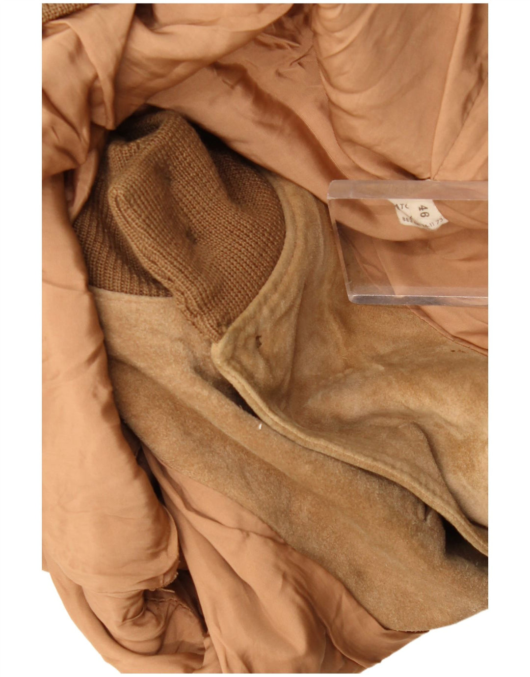 Giubbotto bomber vintage in pelle scamosciata da uomo IT 46 piccolo beige