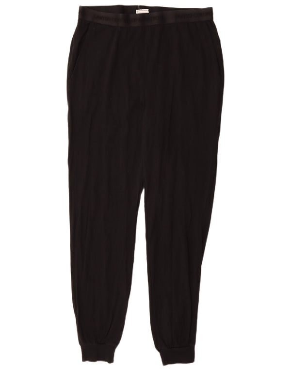 Benetton Womens Graphic Tracksuit Trousers Joggers UK 14 Large Black