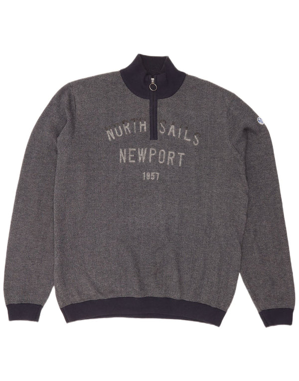 Maglione da uomo North Sails con zip grafica e collo XL in cotone blu navy