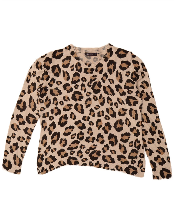 Maglione maglione girocollo da donna Marks & Spencer UK 16 grande Beige