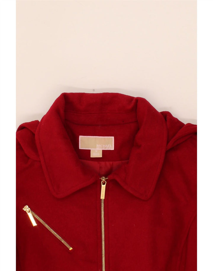 MICHAEL KORS Womens Hooded Overcoat US 14 XL Red Wool Vintage Michael Kors and Second-Hand Michael Kors from Messina Hembry 