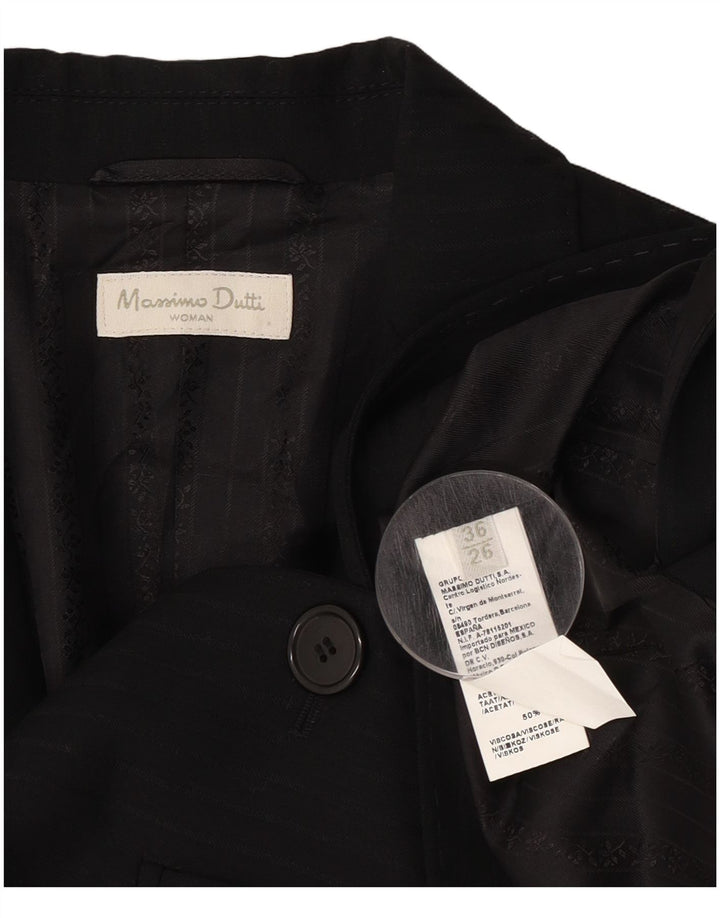 Giacca blazer da donna a 2 bottoni Massimo Dutti EU 36 XS lana gessata nera