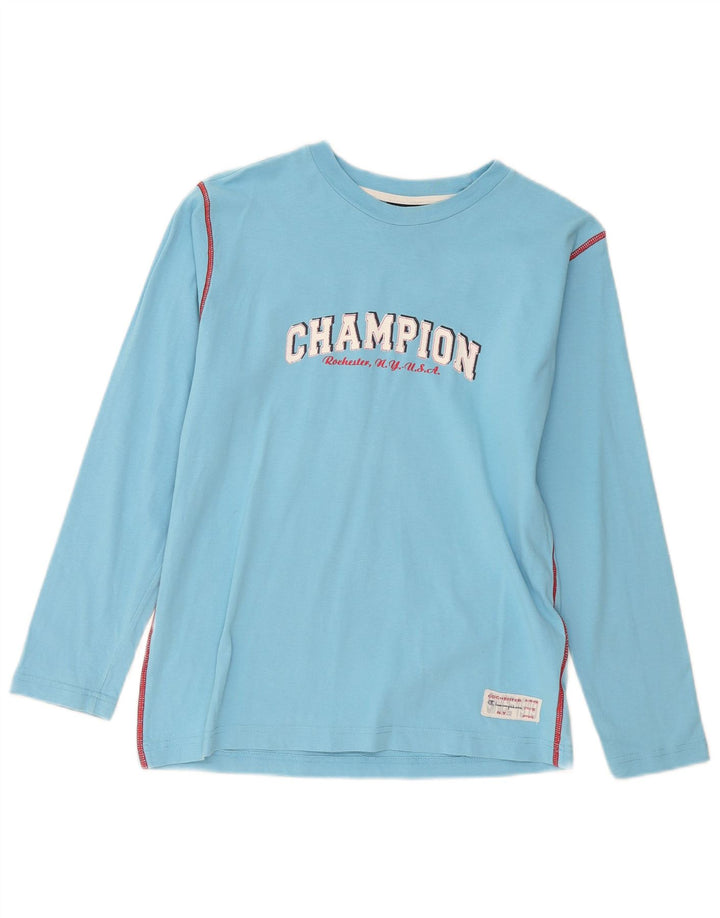 Top grafico da ragazzo Champion a maniche lunghe 11-12 anni, grande, cotone blu