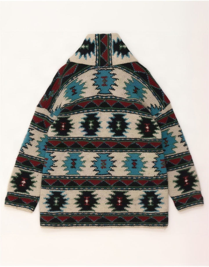 Maglione cardigan da uomo vintage azteco geometrico multicolore medio