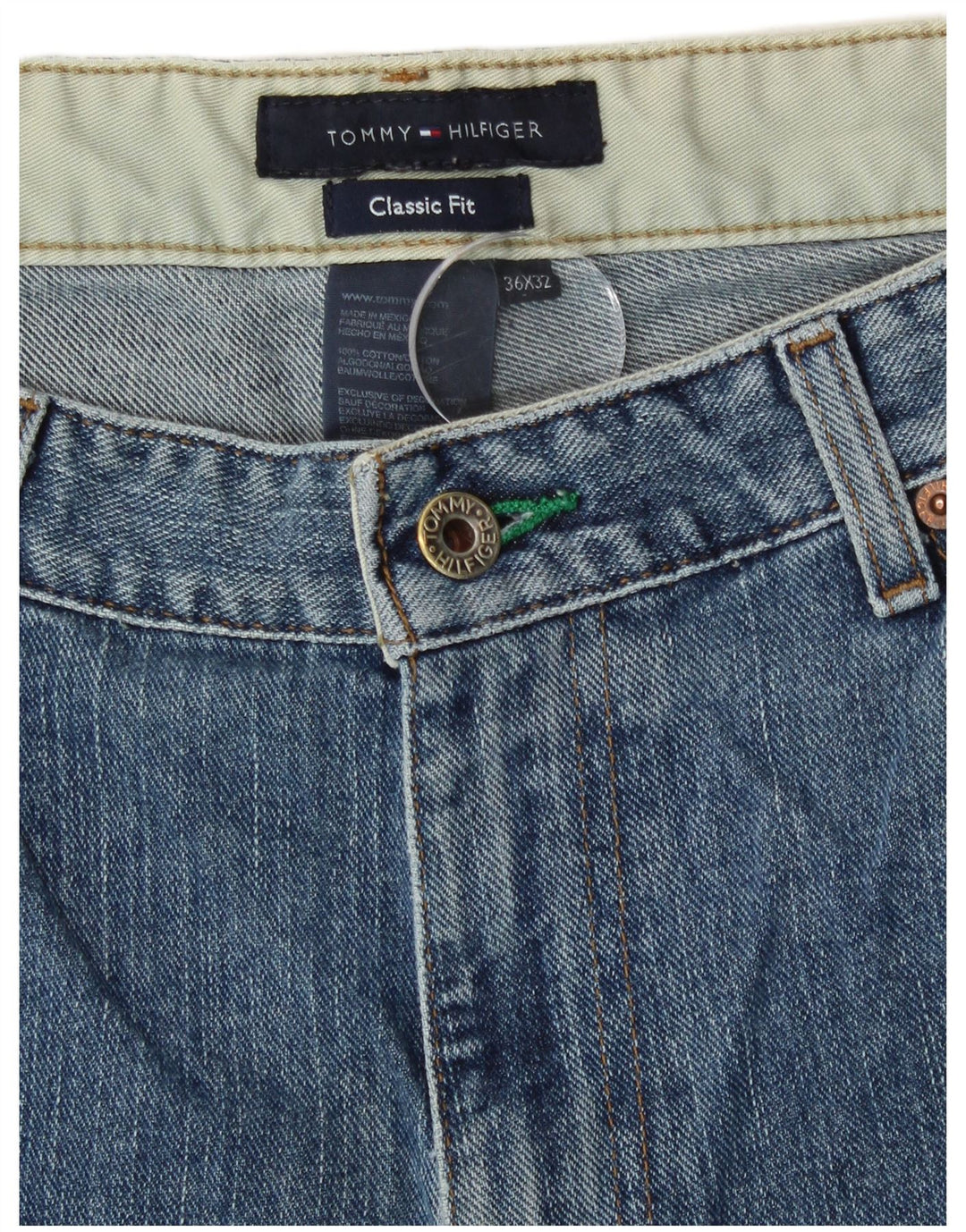 Jeans dritti da uomo Tommy Hilfiger vestibilità classica W36 L32 cotone blu