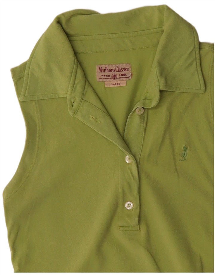 MARLBORO CLASSICS Polo senza maniche da donna UK 14 Large Verde Cotone