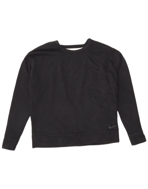 Felpa oversize da donna Nike Dri Fit, maglione UK 10, piccola, cotone nero