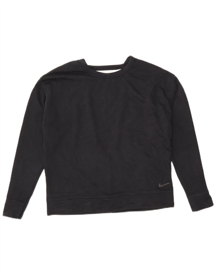 Felpa oversize da donna Nike Dri Fit, maglione UK 10, piccola, cotone nero