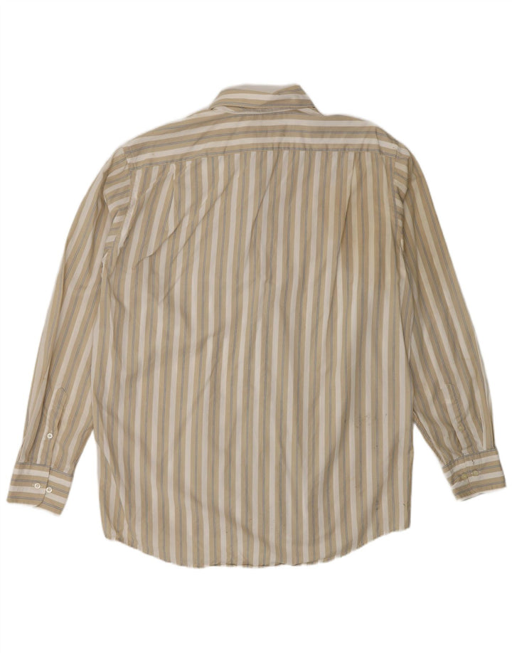 LACOSTE Mens Shirt Size 42 Large Beige Striped