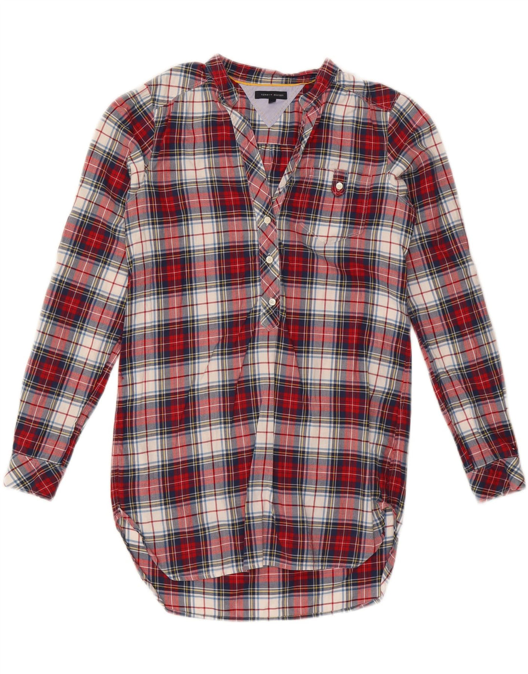 TOMMY HILFIGER Womens Pullover Shirt Dress US 8 Medium Red Check Cotton