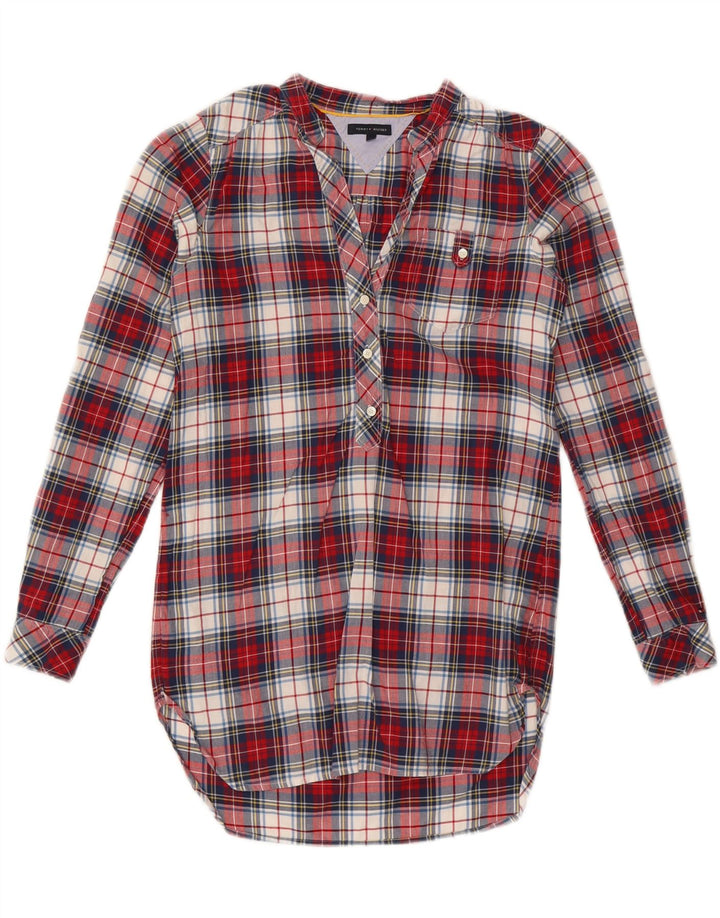 TOMMY HILFIGER Womens Pullover Shirt Dress US 8 Medium Red Check Cotton