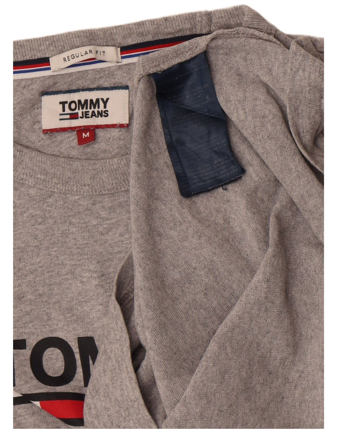 Tommy Hilfiger Uomo Regular Fit Graphic Top Manica Lunga Cotone Grigio Medio