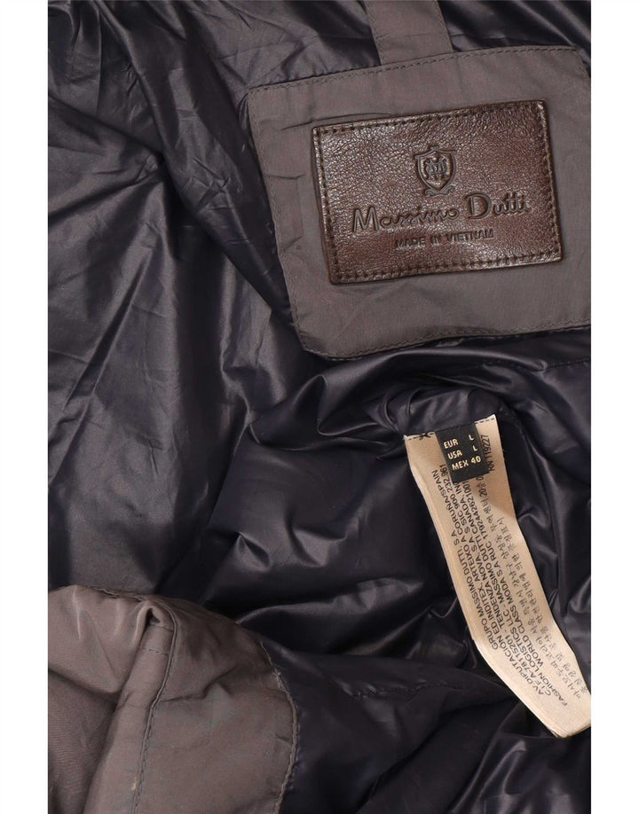 Cappotto imbottito con cappuccio da donna Massimo Dutti UK 40 grande poliestere grigio