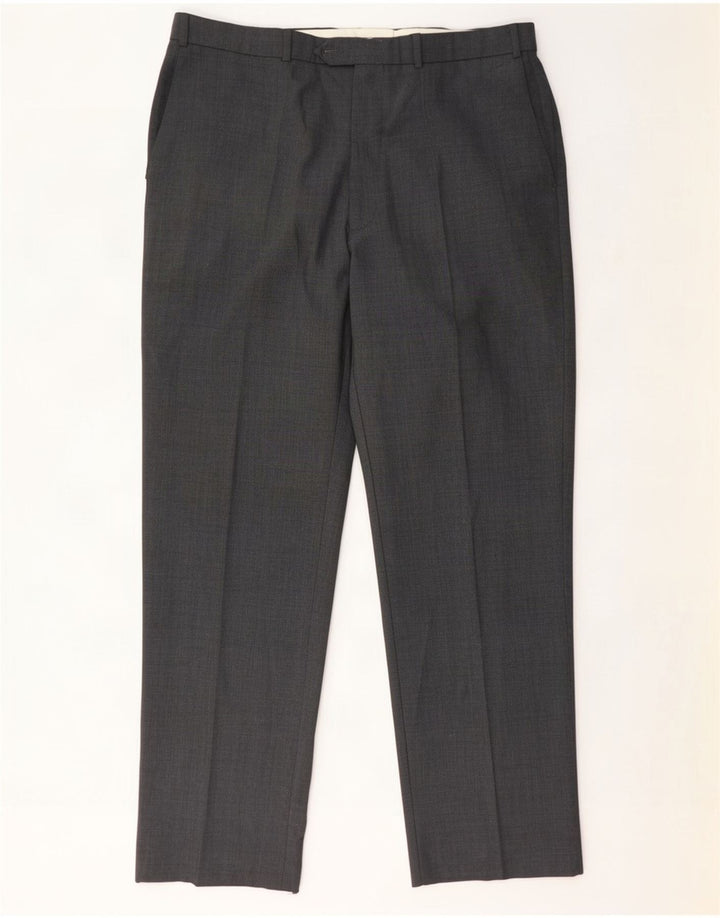 Pantaloni casual dritti da uomo Marks & Spencer W38 L33 poliestere grigio