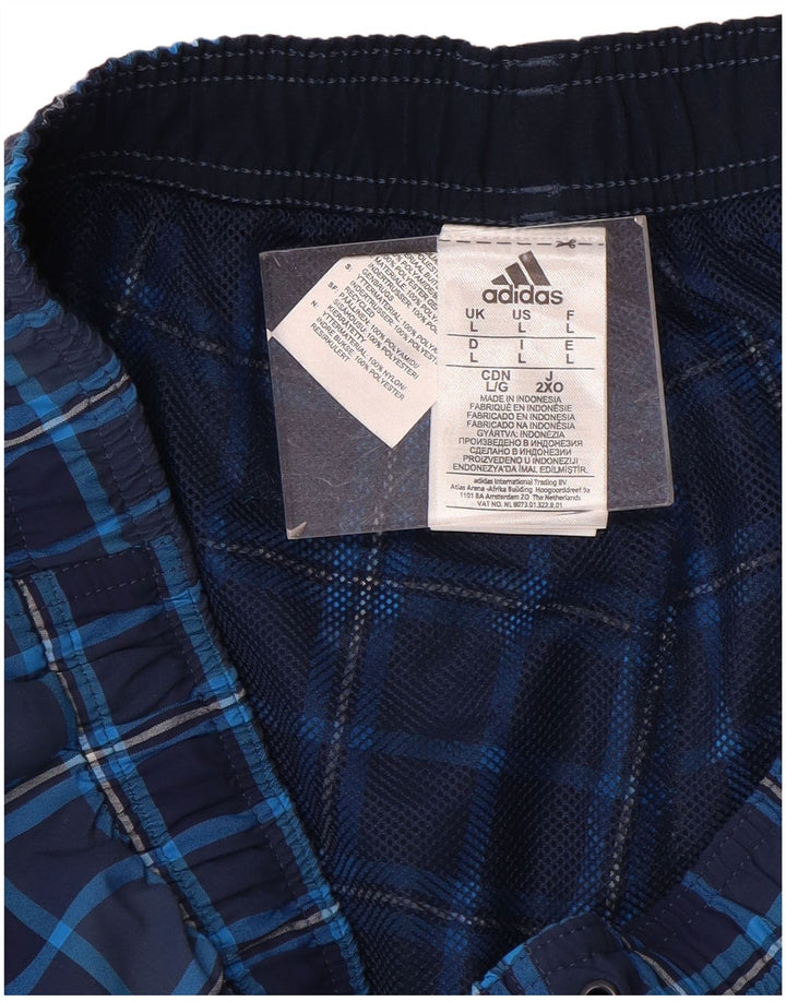 Pantaloncini sportivi Adidas da uomo di grandi dimensioni in nylon a quadri blu navy