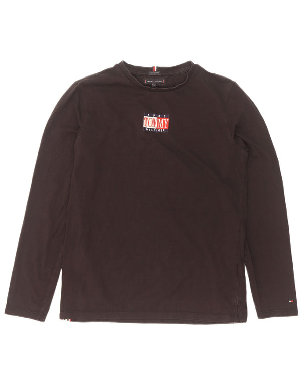 Tommy Hilfiger Maglietta grafica da ragazzo a manica lunga 15-16 anni in cotone nero