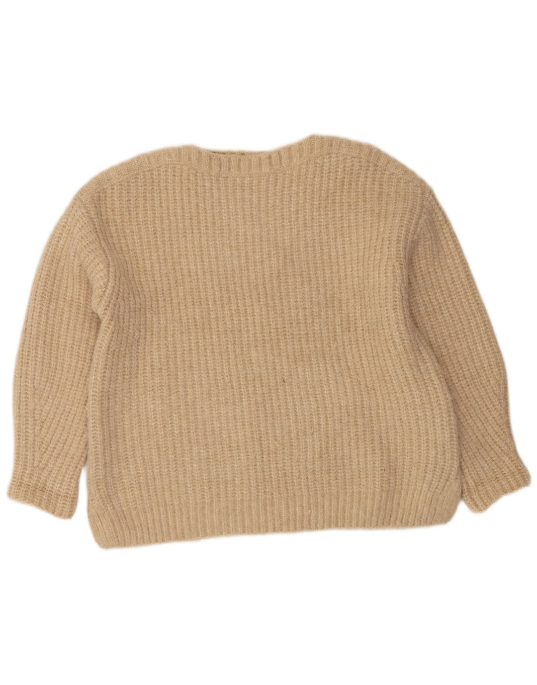 Maglione maglione oversize con scollo a barca da donna Zara UK 6 XS Poliestere beige
