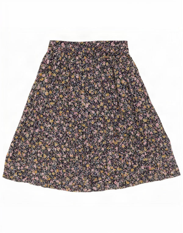 Vintage Womens A-Line Skirt W34 Large Navy Blue Floral Polyester