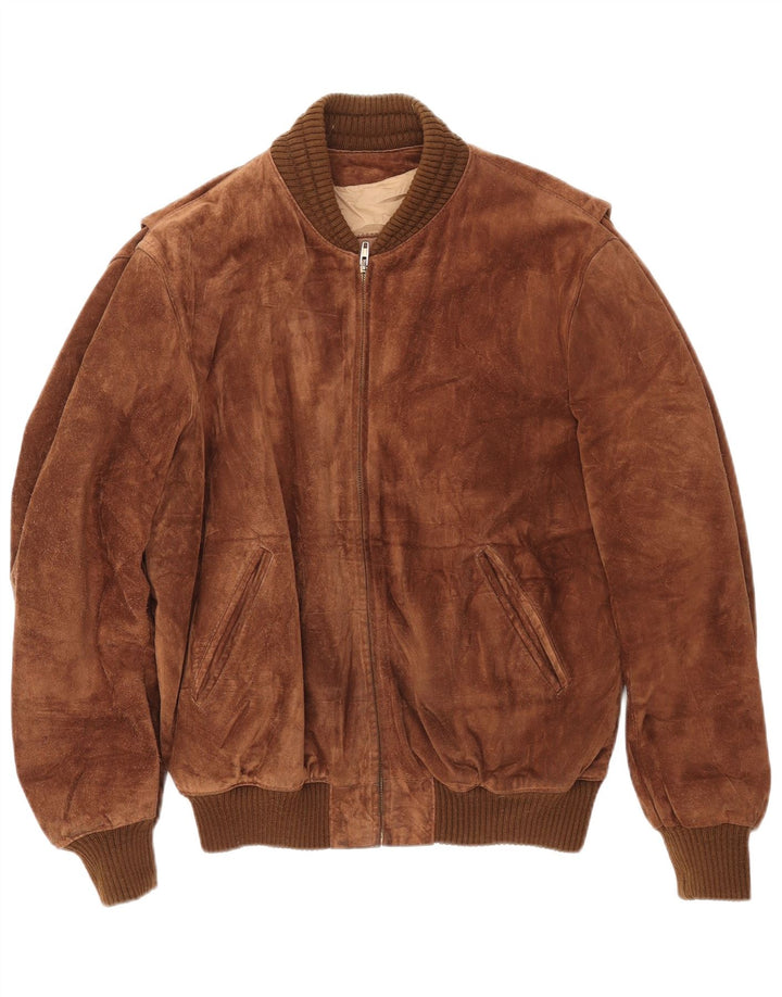 Giubbotto bomber da uomo in pelle scamosciata VINTAGE IT 52 XL Marrone