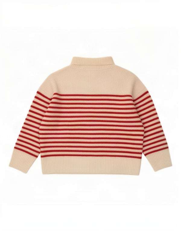 Maglione corto da donna Zara con collo alto, taglia UK 16, a righe grandi, bianco sporco