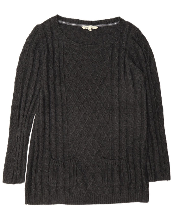 Maglione maglione con scollo a barca da donna Fat Face UK 16 grande cotone grigio