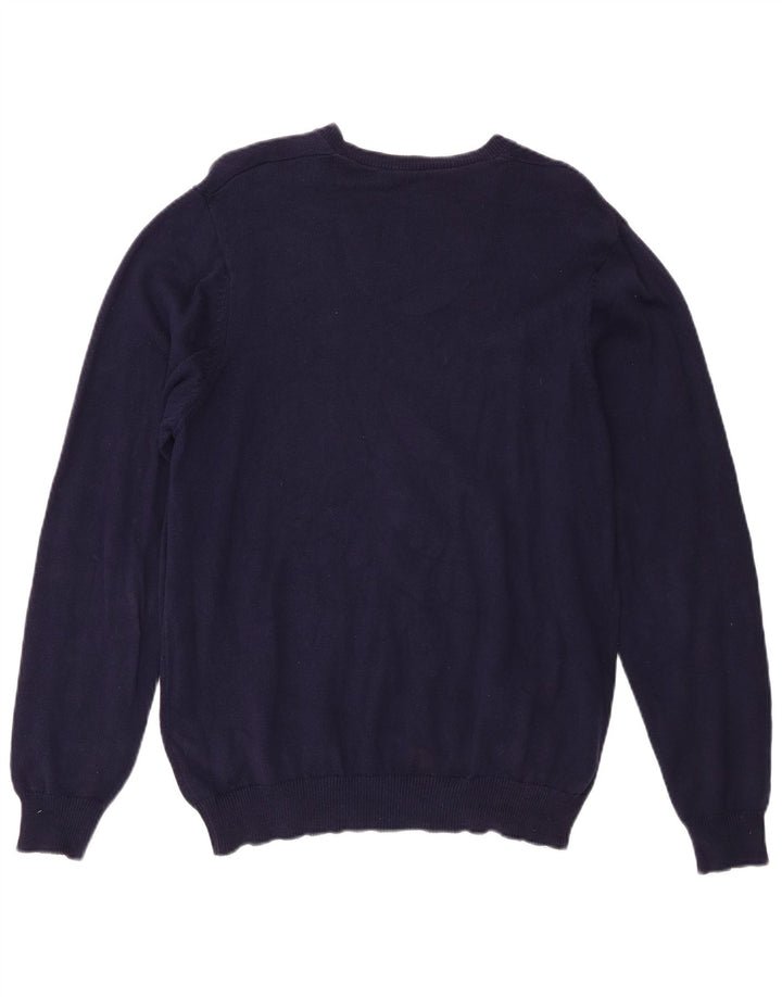 Maglione maglione con scollo a V vestibilità regolare da uomo Marks & Spencer blu navy medio