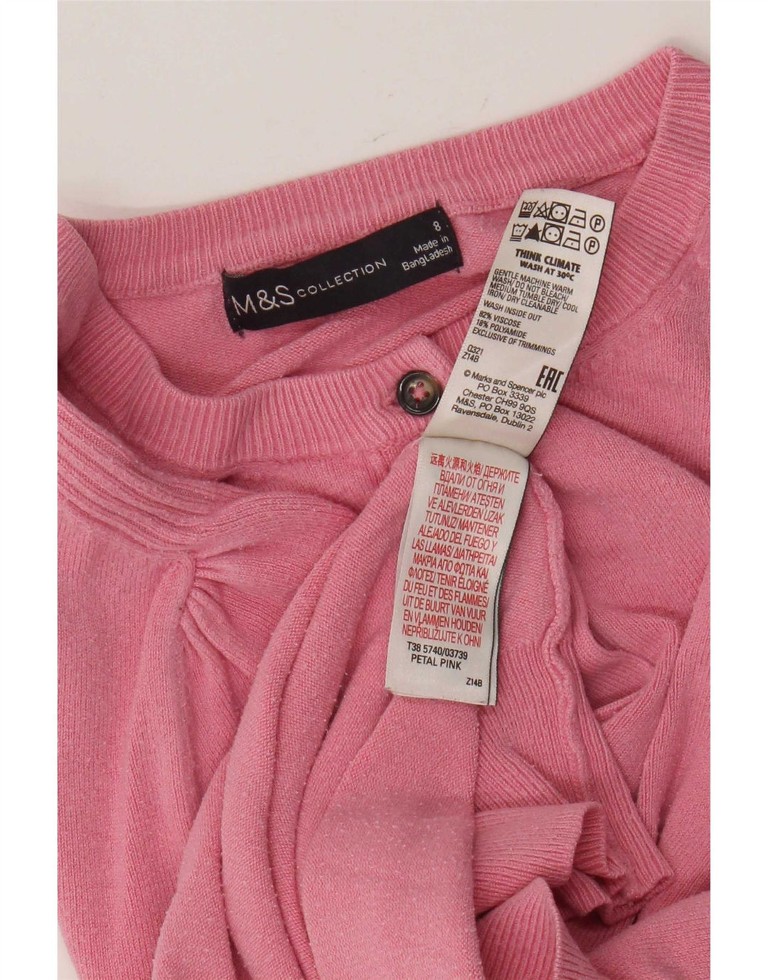 Maglione cardigan da donna Marks & Spencer UK 8 Small Rosa Viscosa