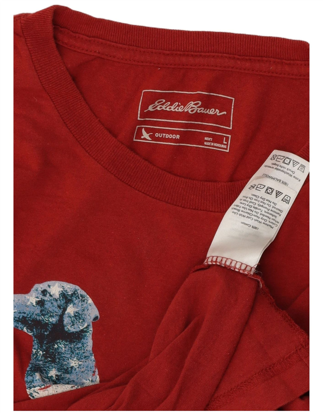 EDDIE BAUER Mens Graphic T-Shirt Top Large Red Cotton