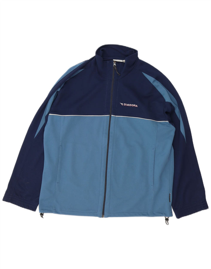 Giacca da tuta da uomo Diadora Large in poliestere color block blu navy