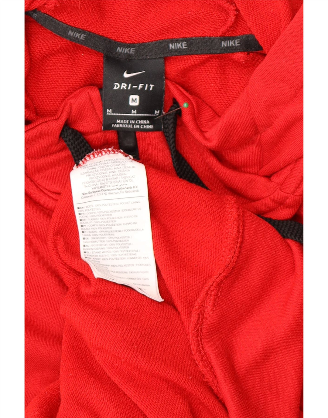 Felpa con cappuccio e zip Nike Dri Fit da uomo in poliestere rosso medio