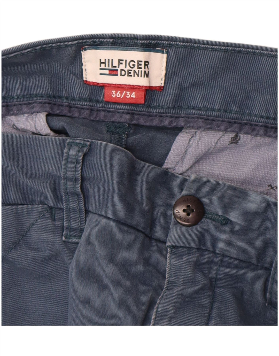 TOMMY HILFIGER Pantaloni chino slim fit da uomo W36 L34 cotone blu