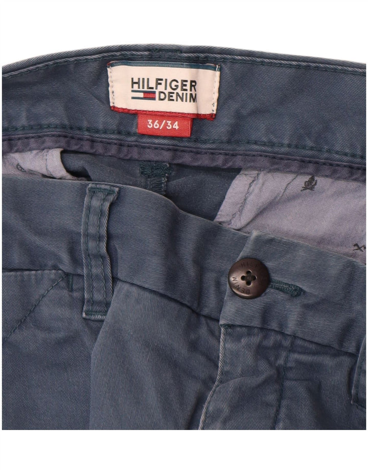 TOMMY HILFIGER Pantaloni chino slim fit da uomo W36 L34 cotone blu