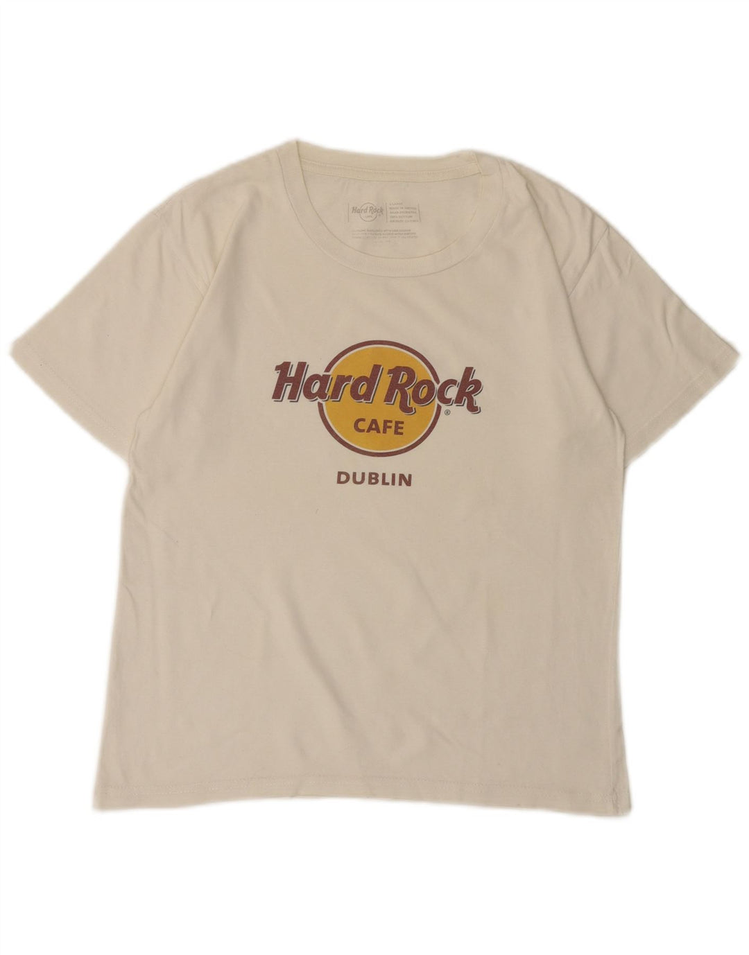 T-shirt grafica da donna Hard Rock Cafe Dublino UK 18 XL cotone bianco