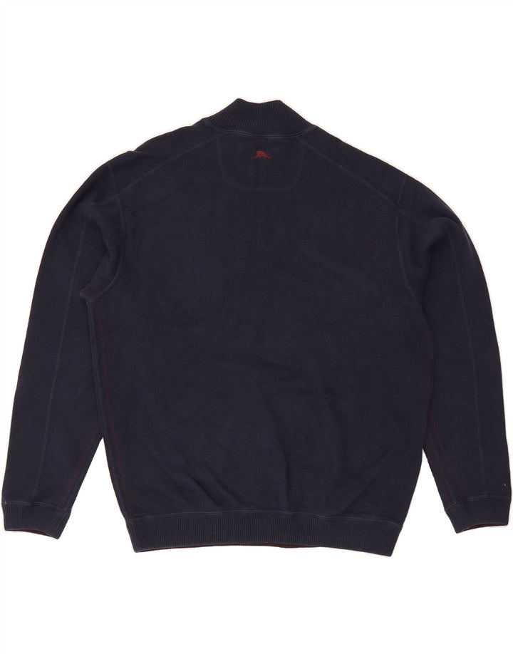 TOMMY BAHAMA Mens Zip Neck Jumper Sweater Large Navy Blue Vintage Tommy Bahama and Second-Hand Tommy Bahama from Messina Hembry 