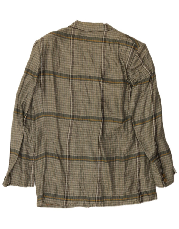 Giacca blazer da uomo a 1 bottone Luciano Soprani UK 38 Lino a quadri grigio medio