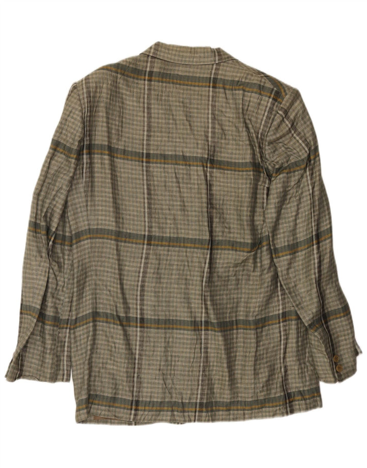 Giacca blazer da uomo a 1 bottone Luciano Soprani UK 38 Lino a quadri grigio medio